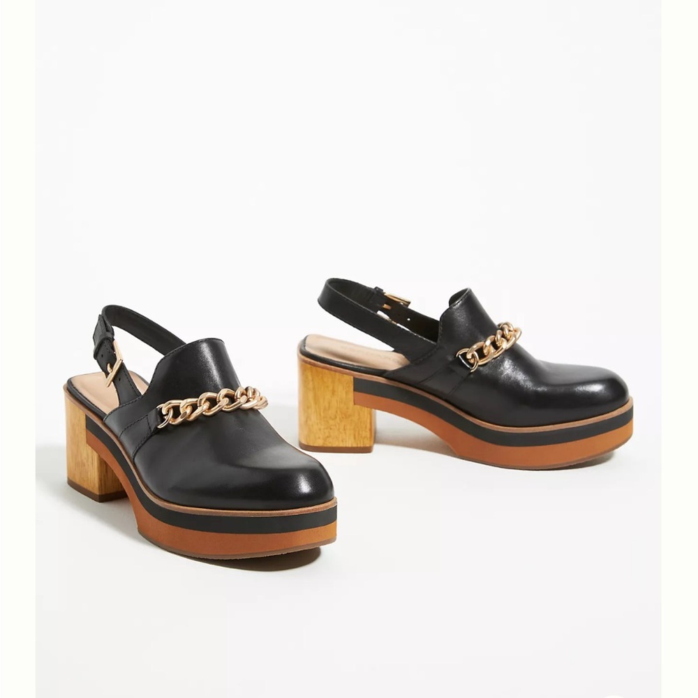 Black Leather Slingback Bernardo Sochi Clogs- Like New!
